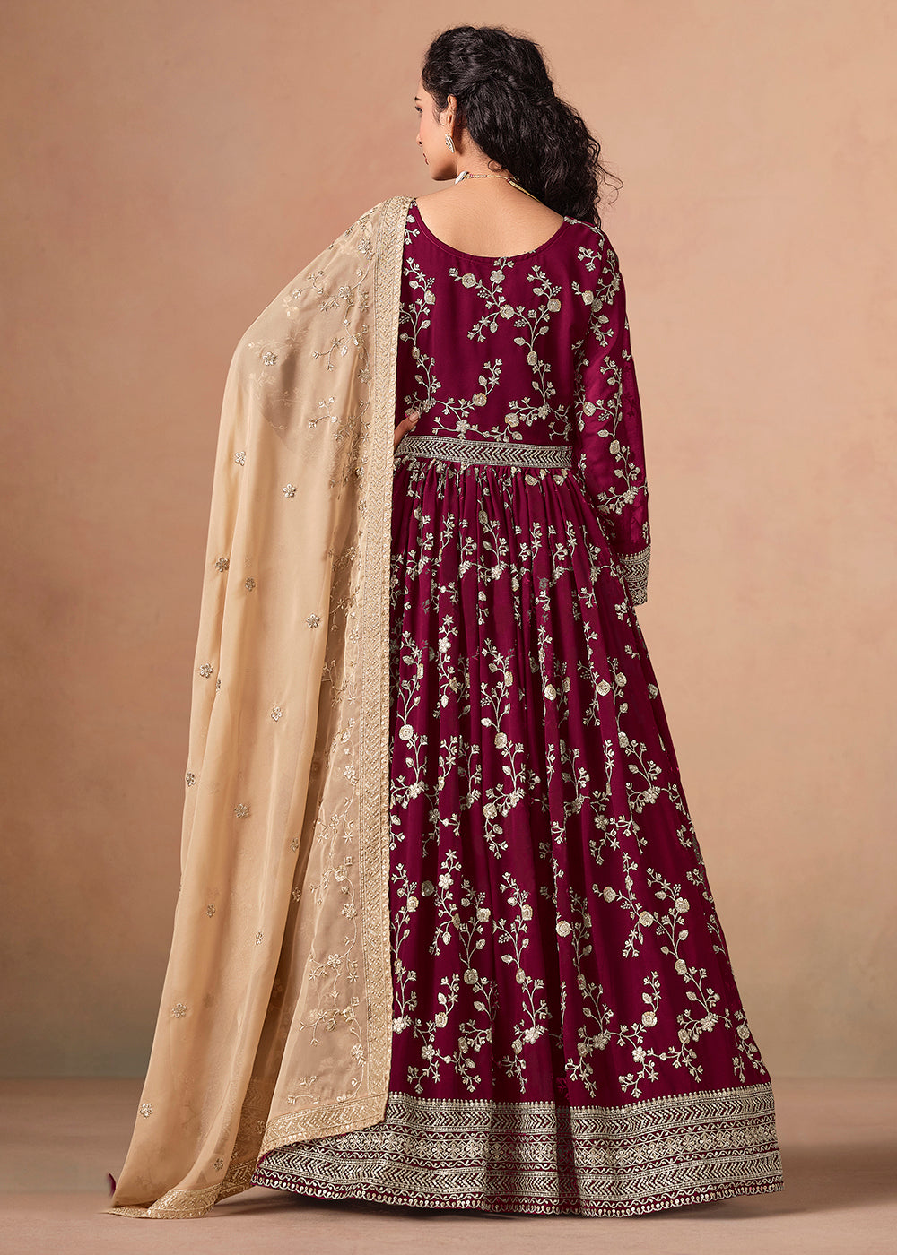 Buy NowMaroon Embroidered Wedding Anarkali Style Suit Online in USA, UK, Germany, France, Italy, Canada, Australia, UAE, Austria, Africa & Worldwide at Empress.