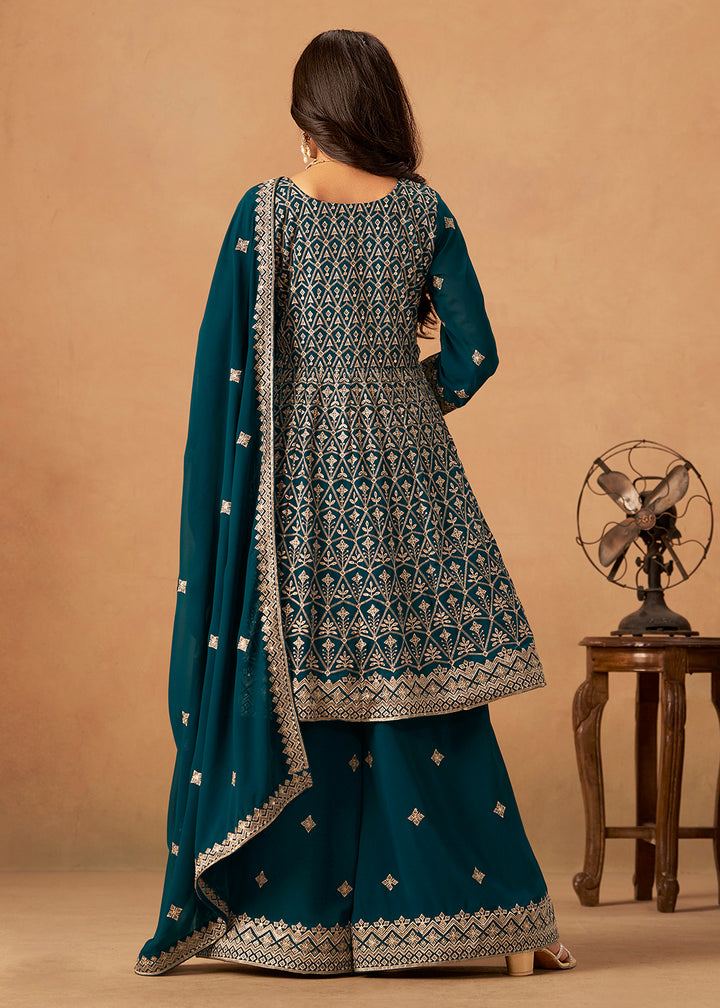 Buy Now Rama Front & Back Embroidered Palazzo Style Suit Online in US, UK, Canada, Germany, Italy, France, Austria, Australia, Denmark & Worldwide at Empress.