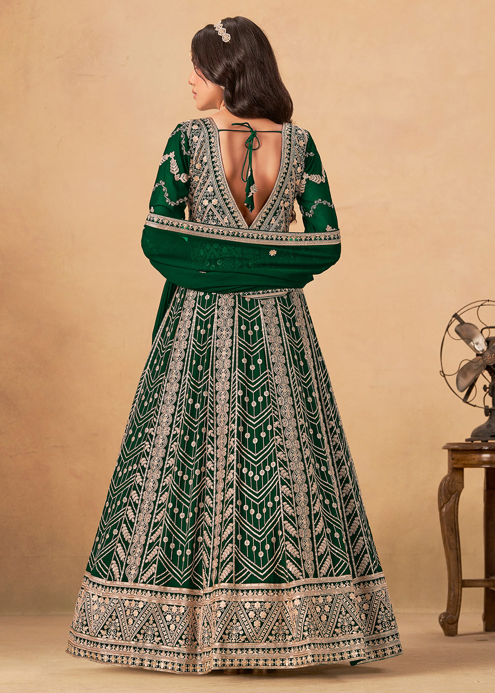 Buy Now Georgette Bottle Green Embroidered Wedding Wear Anarkali Suit Online in USA, UK, Sweden, Denmark, Greece, Germany, Canada, UAE & Worldwide at Empress.