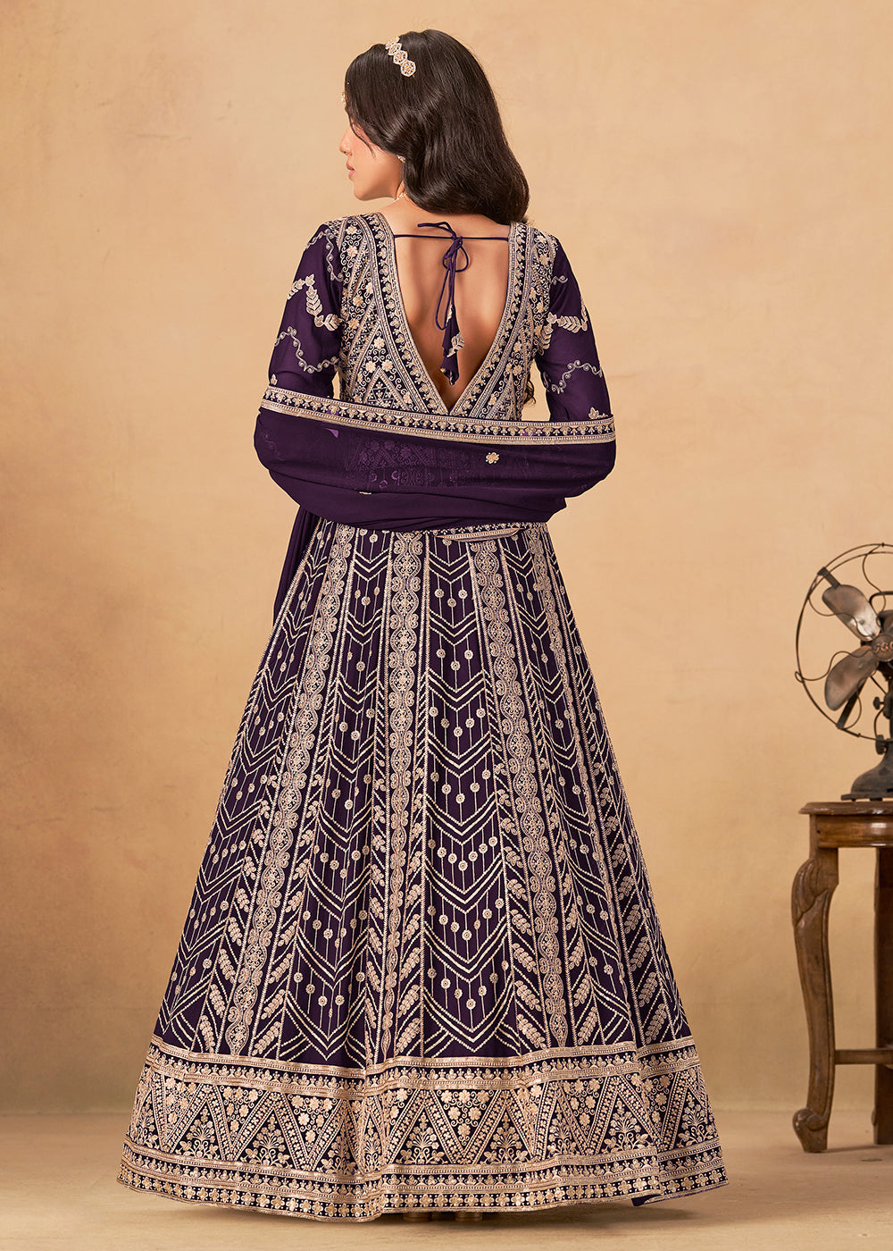 Buy Now Georgette Wine Purple Embroidered Wedding Wear Anarkali Suit Online in USA, UK, Sweden, Denmark, Greece, Germany, Canada, UAE & Worldwide at Empress.