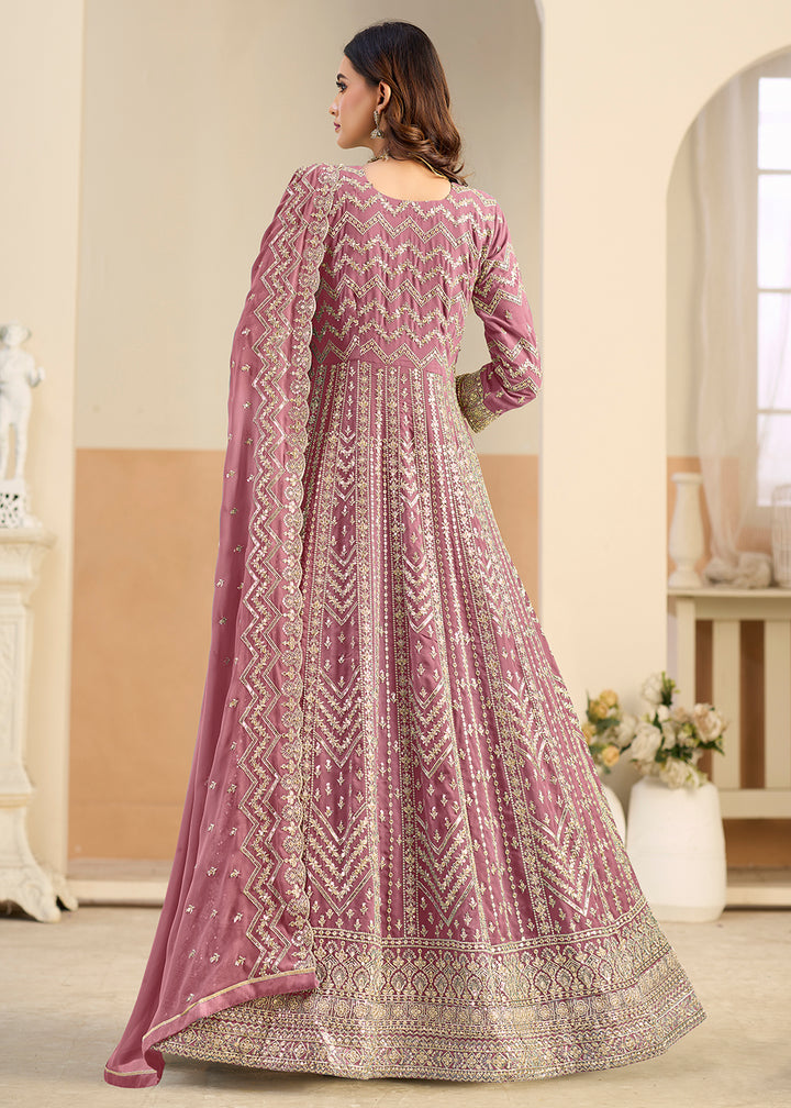 Buy Faux Georgette Pastel Pink Wedding Anarkali Suit Online in US, UK, Sweden, Denmark, Greece, Germany, Canada, Austria, Singapore, UAE & Worldwide at Empress.