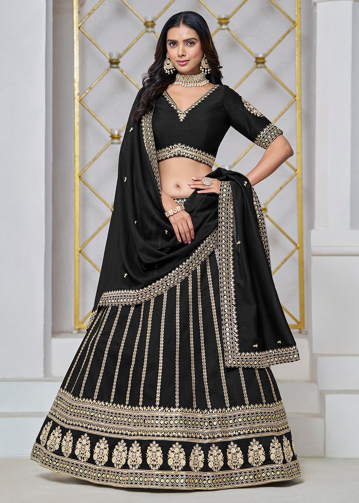 Buy Now Art Silk Black Embroidered Festive Lehenga Choli Online in USA, UK, Canada, UAE & Worldwide at Empress Clothing.