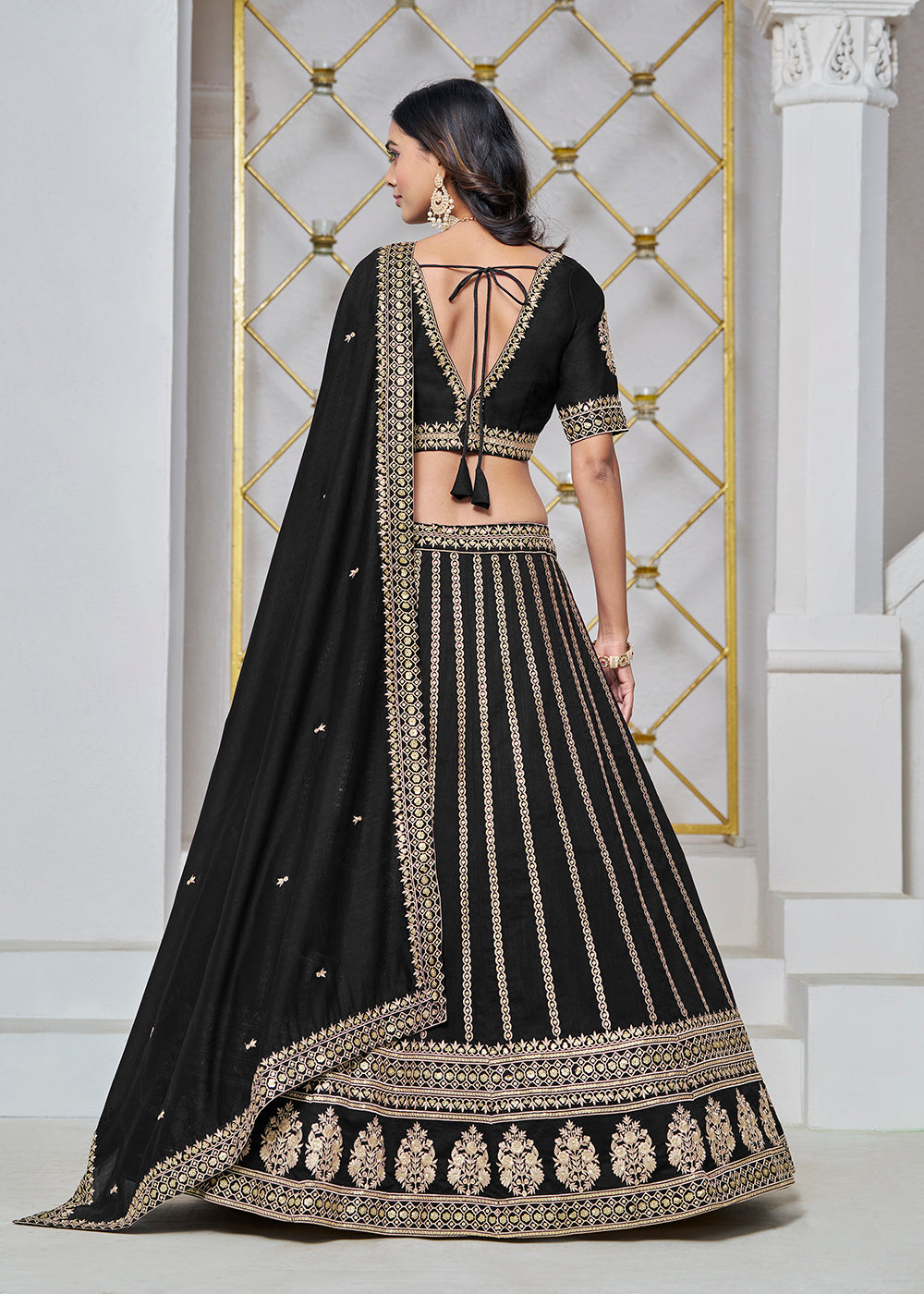 Buy Now Art Silk Black Embroidered Festive Lehenga Choli Online in USA, UK, Canada, UAE & Worldwide at Empress Clothing.