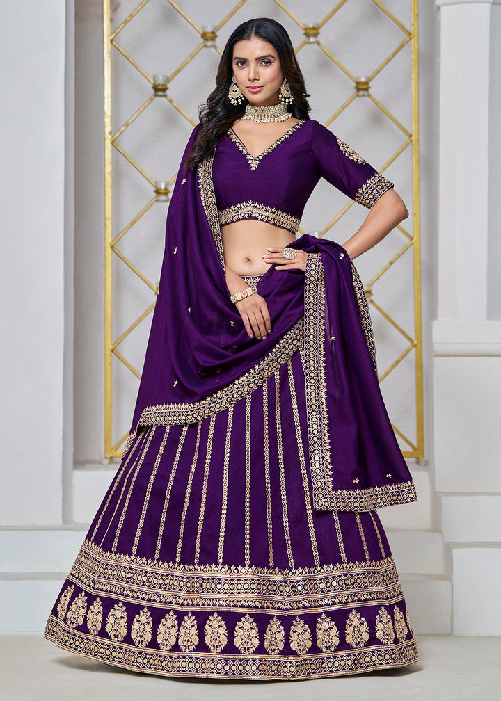 Buy Now Art Silk Purple Embroidered Festive Lehenga Choli Online in USA, UK, Canada, UAE & Worldwide at Empress Clothing