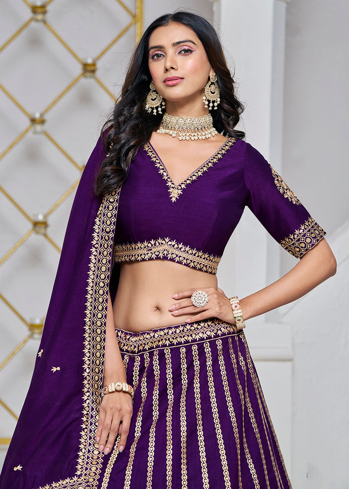 Buy Now Art Silk Purple Embroidered Festive Lehenga Choli Online in USA, UK, Canada, UAE & Worldwide at Empress Clothing