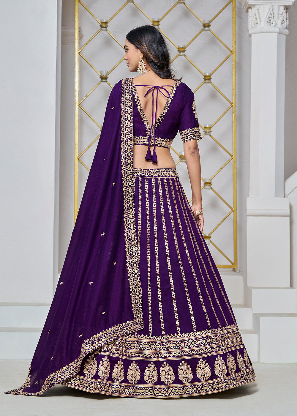 Buy Now Art Silk Purple Embroidered Festive Lehenga Choli Online in USA, UK, Canada, UAE & Worldwide at Empress Clothing