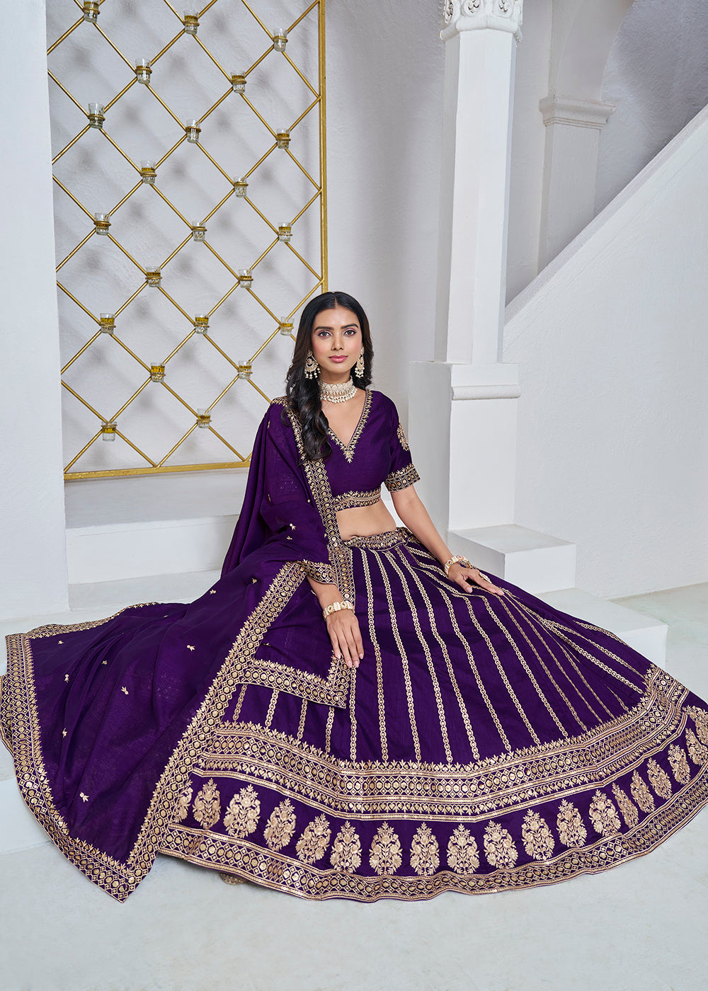 Buy Now Art Silk Purple Embroidered Festive Lehenga Choli Online in USA, UK, Canada, UAE & Worldwide at Empress Clothing