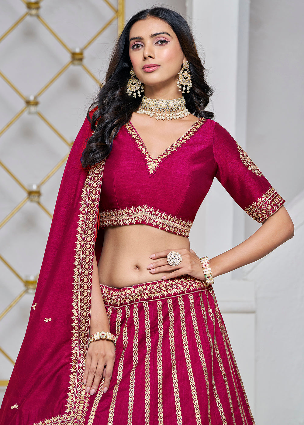 Buy Now Art Silk Pink Embroidered Festive Lehenga Choli Online in USA, UK, Canada, UAE & Worldwide at Empress Clothing. 