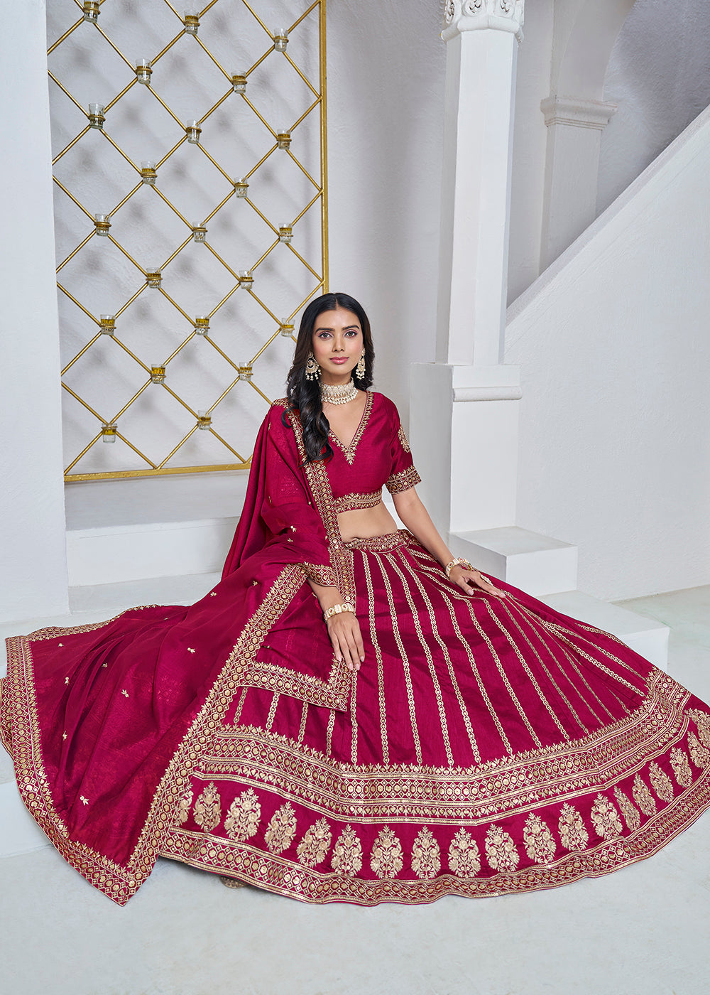 Buy Now Art Silk Pink Embroidered Festive Lehenga Choli Online in USA, UK, Canada, UAE & Worldwide at Empress Clothing. 