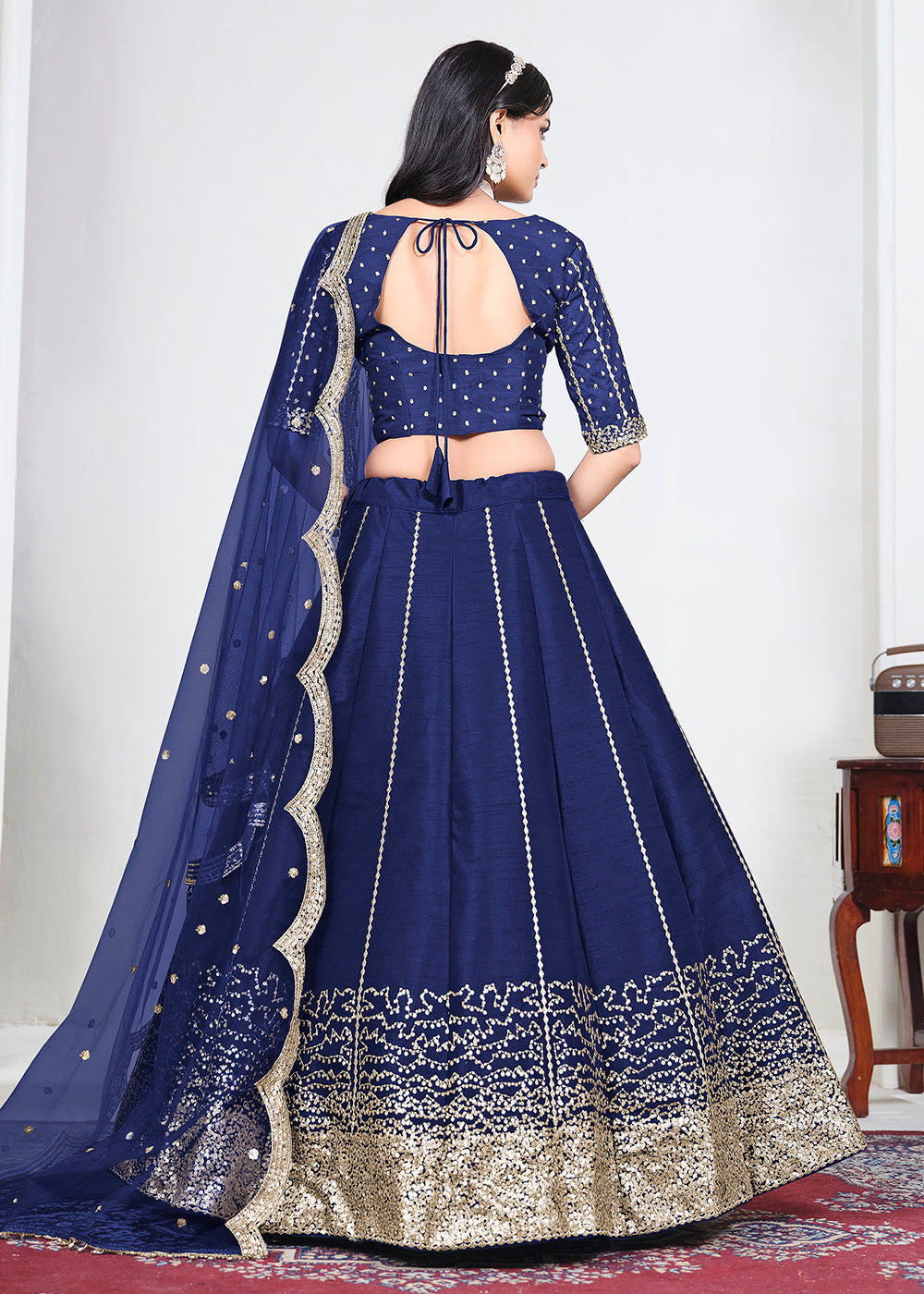 Buy Now Blue Art Silk Mirror Handwork Wedding Lehenga Choli Online in US, UK, Canada, France, Italy, Germany, Sweden, UAE, Switzerland &amp; Worldwide at Empress.