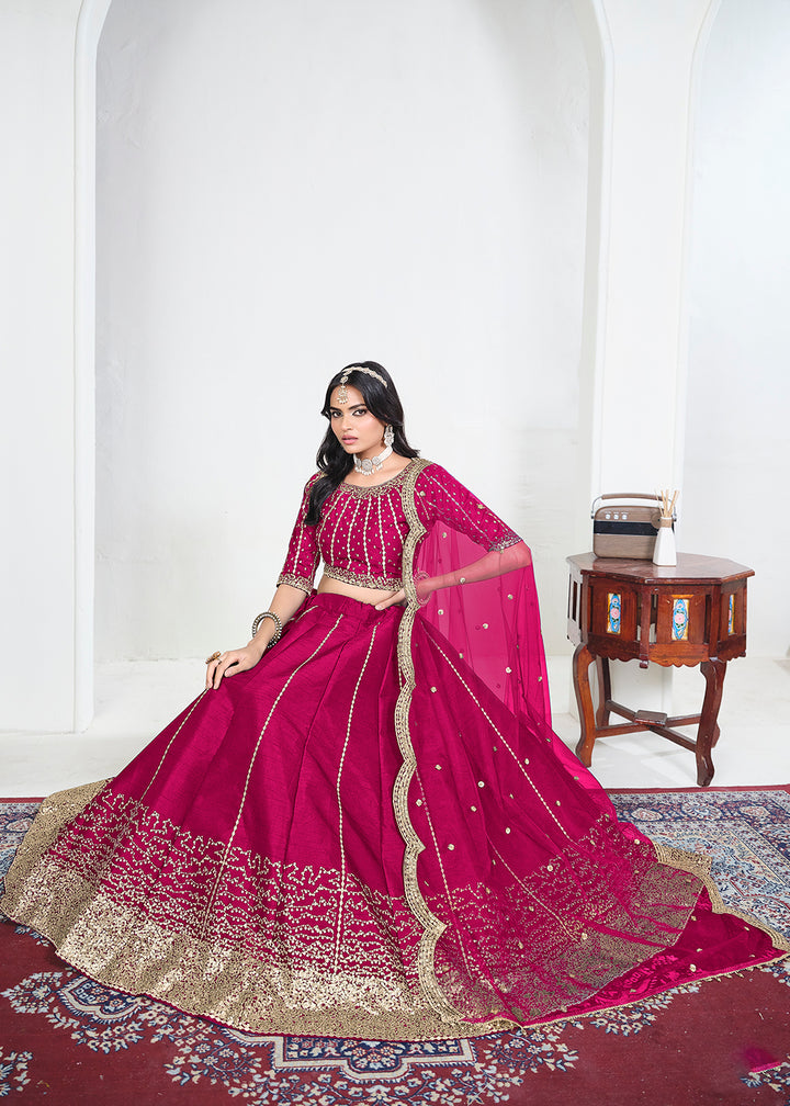 Buy Now Pink Art Silk Mirror Handwork Wedding Lehenga Choli Online in US, UK, Canada, France, Italy, Germany, Sweden, UAE, Switzerland &amp; Worldwide at Empress.