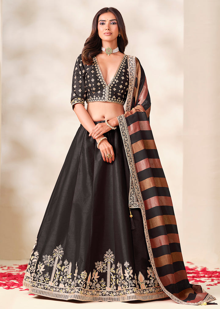 Shop Now Black Art Silk Embroidered Festive Wear Lehenga Choli Online in USA, UK, Canada, France, Germany, Spain, Austria, Sweden, UAE &amp; Worldwide at Empress.
