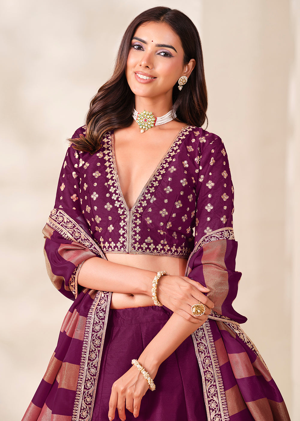 Shop Now Purple Art Silk Embroidered Festive Wear Lehenga Choli Online in USA, UK, Canada, France, Germany, Spain, Austria, Sweden, UAE &amp; Worldwide at Empress.