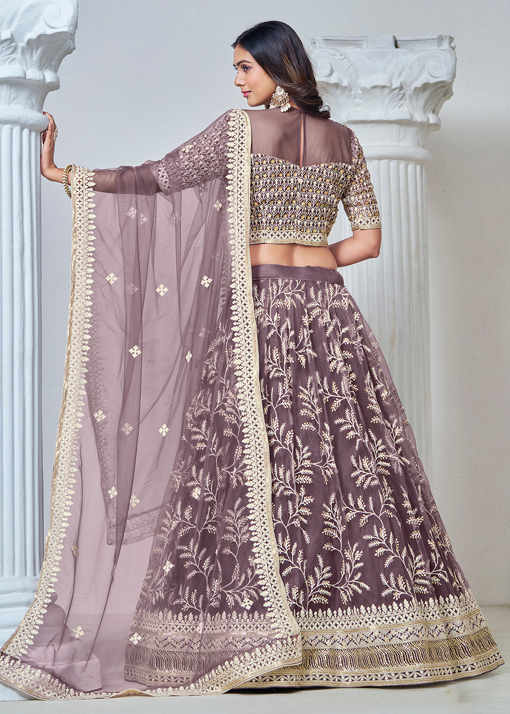 Buy Now Purple Net Embroidered Wedding Festive Lehenga Choli Online in USA, UK, Canada, Italy & Worldwide at Empress Clothing.