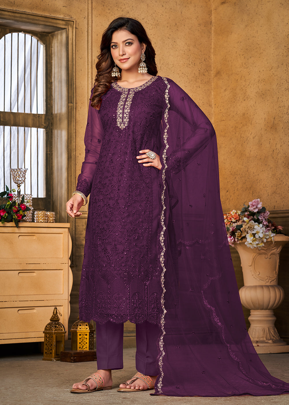 Buy Now Festive Party Blue Net Embroidered Trendy Salwar Suit Online in USA, UK, Canada, Germany, Australia & Worldwide at Empress Clothing.