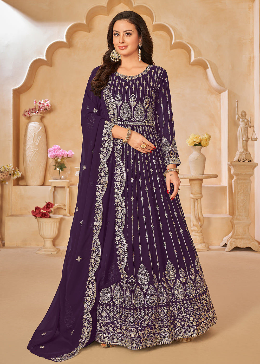 Buy Now Purple Resham Zari Embroidered Festive Anarkali Suit Online in USA, UK, Australia, New Zealand, Canada & Worldwide at Empress Clothing. 