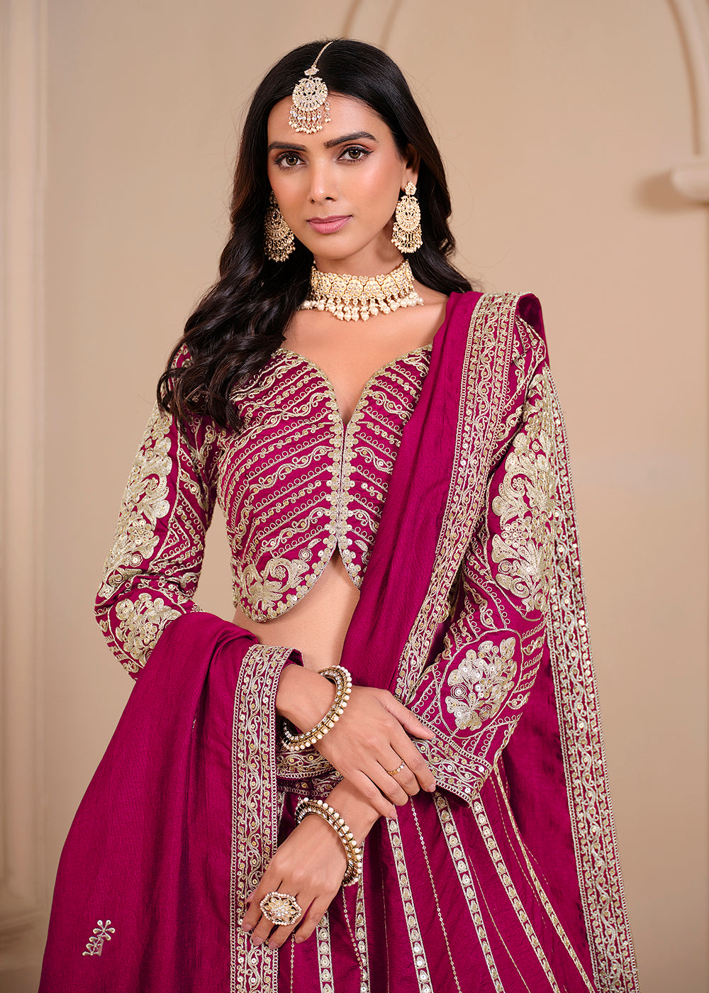 Buy Now Shimmer Art Silk Pink Party Wear Lehenga Choli Online in USA, UK, Canada, UAE & Worldwide at Empress Clothing.