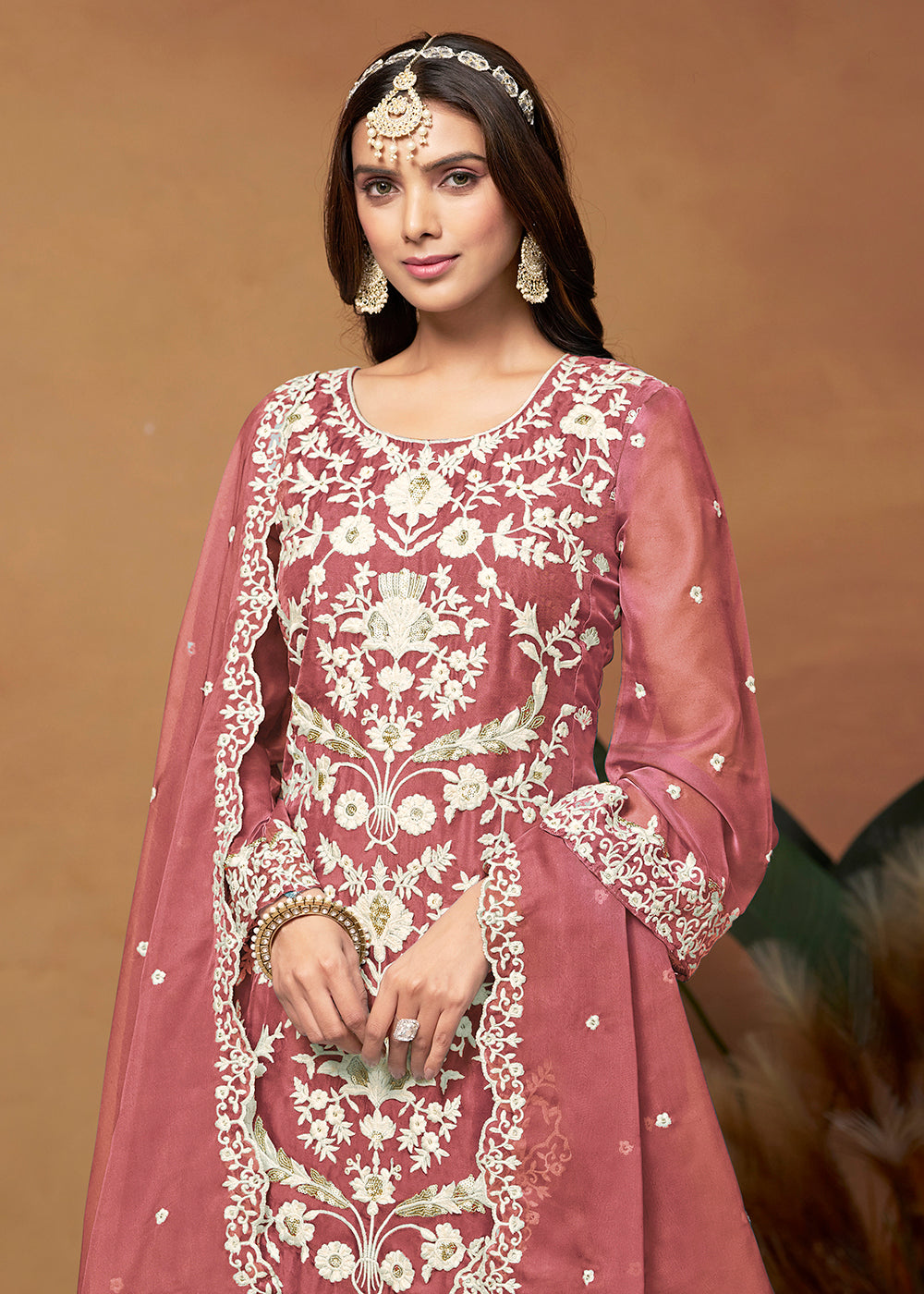 Buy Now Amazing Pink Organza Embroidered Designer Salwar Suit Online in USA, UK, Canada, Germany, Australia & Worldwide at Empress Clothing. 