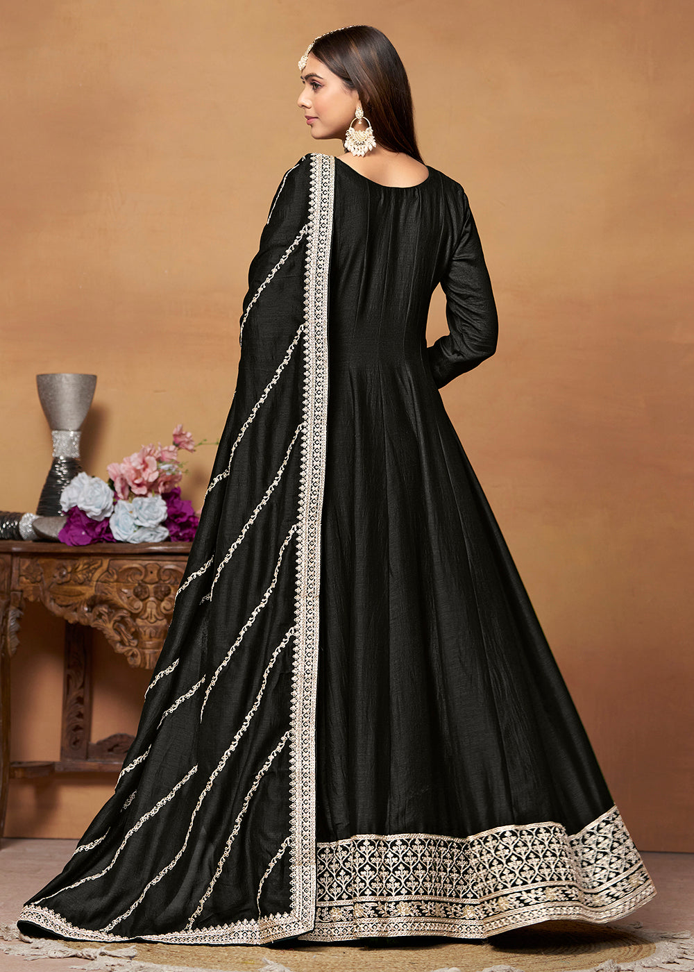Buy Now Amazing Art Silk Black Embroidered Festive Anarkali Suit Online in USA, UK, Australia, New Zealand, Canada & Worldwide at Empress Clothing. 