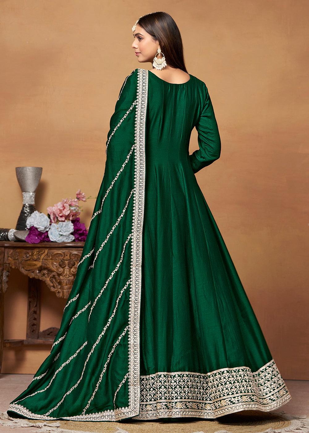 Buy Now Amazing Art Silk Green Embroidered Festive Anarkali Suit Online in USA, UK, Australia, New Zealand, Canada & Worldwide at Empress Clothing.