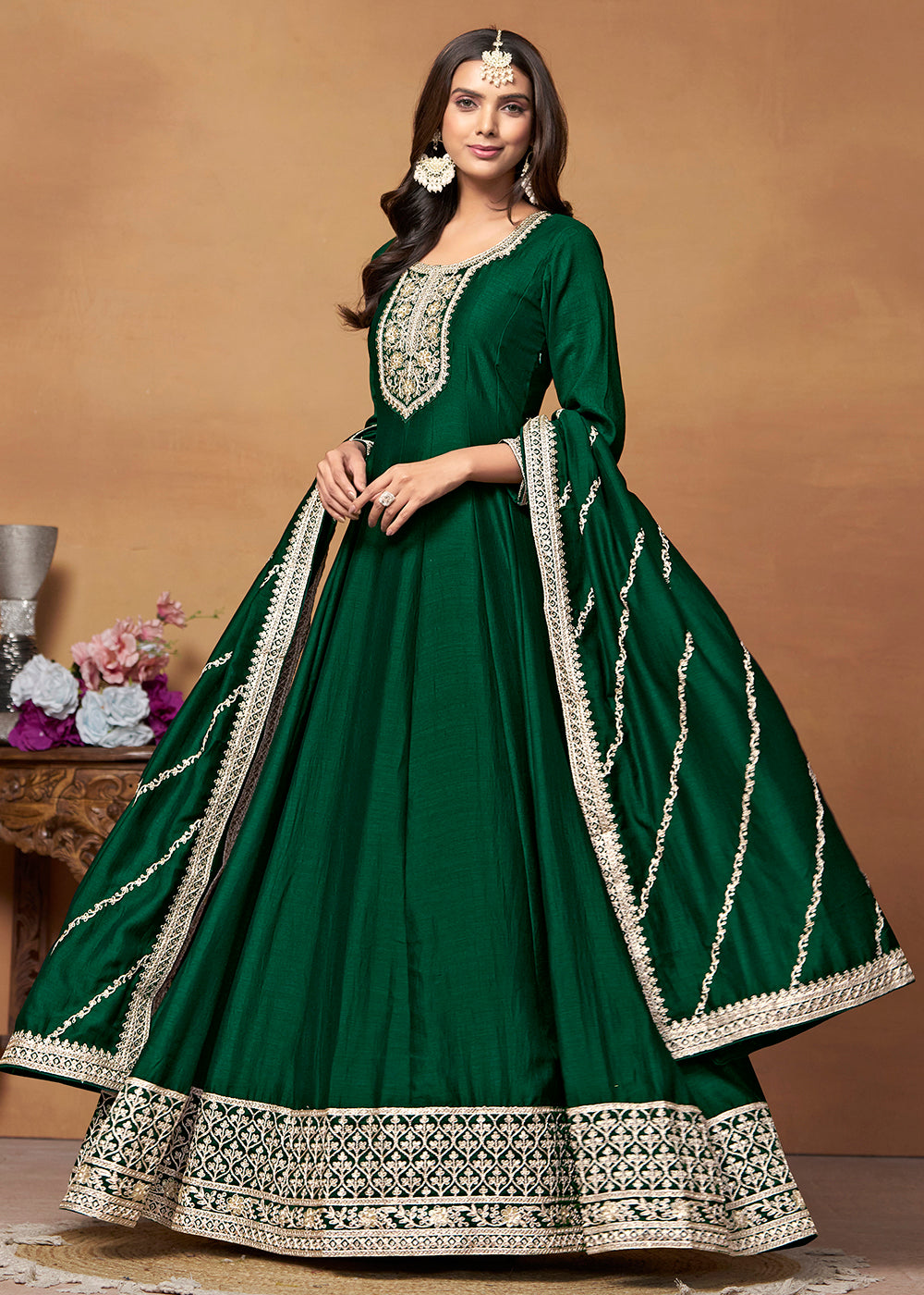 Buy Festive Anarkali Suit - Art Silk Green Embroidered Anarkali Suit Buy Festive Anarkali Suit - Art Silk Green Embroidered Anarkali Suit