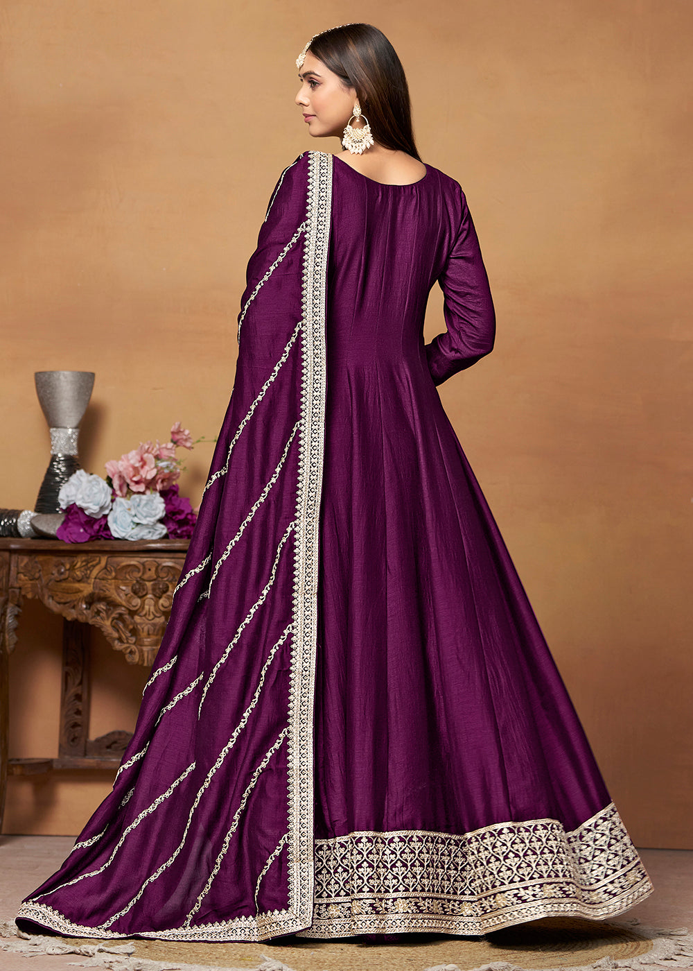 Buy Now Amazing Art Silk Purple Embroidered Festive Anarkali Suit Online in USA, UK, Australia, New Zealand, Canada & Worldwide at Empress Clothing.