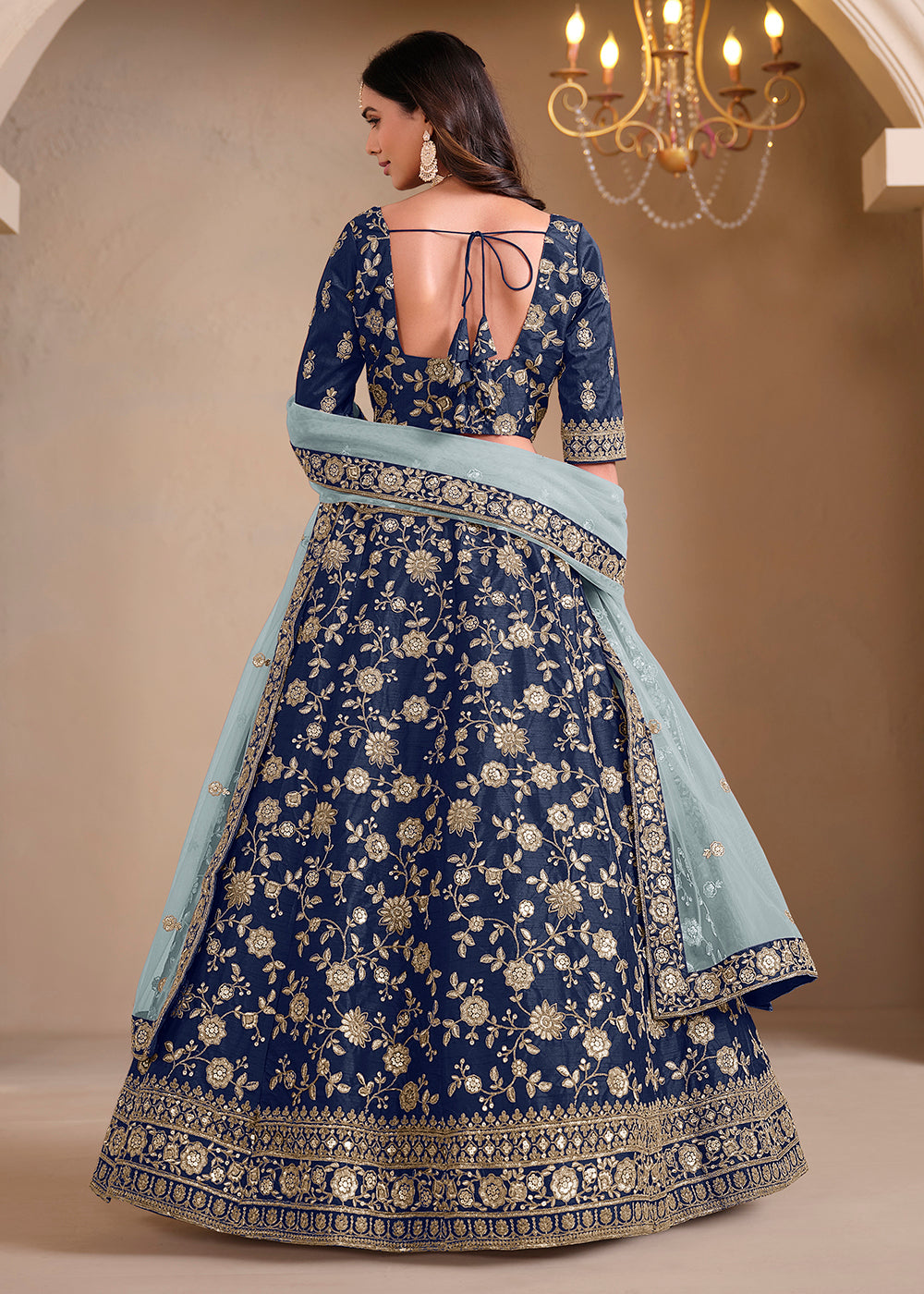 Buy Now Blue Bridesmaids Style Art Silk Wedding Lehenga Choli Online in USA, UK, Canada, France & Worldwide at Empress Clothing. 