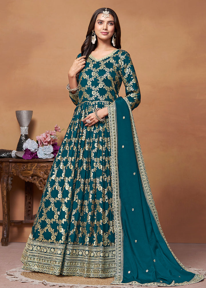 Buy Now Dola Jacquard Rama Embroidered Festive Anarkali Suit Online in USA, UK, Australia, New Zealand, Canada & Worldwide at Empress Clothing. 