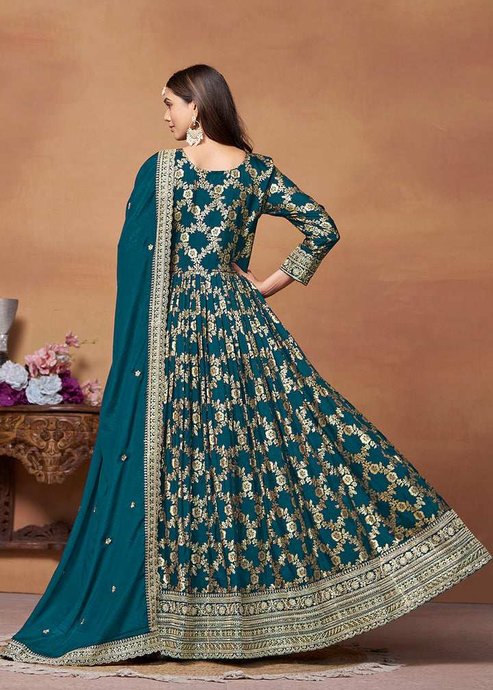 Buy Now Dola Jacquard Rama Embroidered Festive Anarkali Suit Online in USA, UK, Australia, New Zealand, Canada & Worldwide at Empress Clothing. 