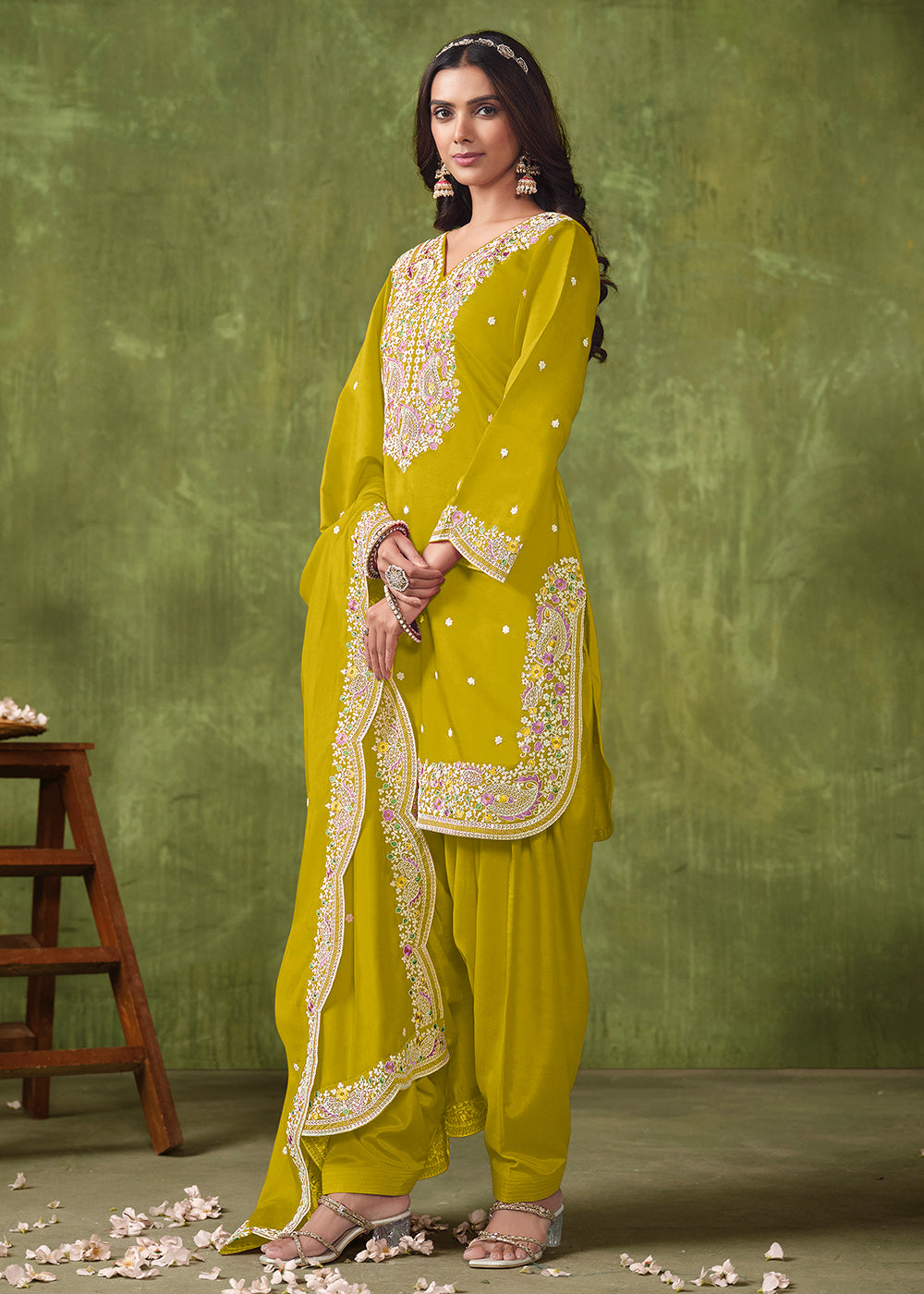 Buy Now Patiala Style Green Chanderi Silk Punjabi Salwar Suit Online in USA, UK, Canada, Germany, Australia & Worldwide at Empress Clothing. 