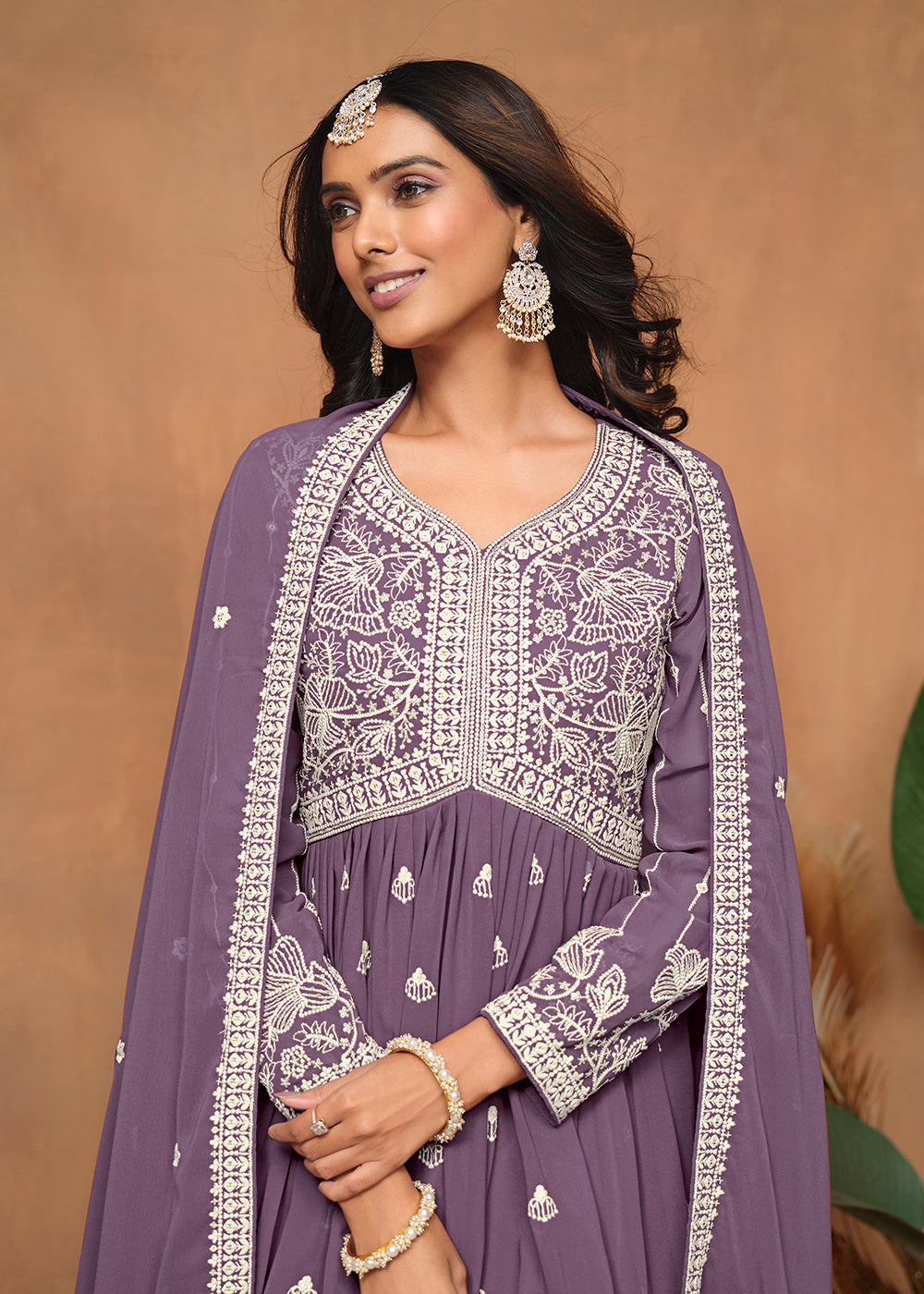 Shop Now Festive Style Dusty Purple Embroidered Gharara Suit Online at Empress Clothing in USA, UK, Canada, Italy & Worldwide.