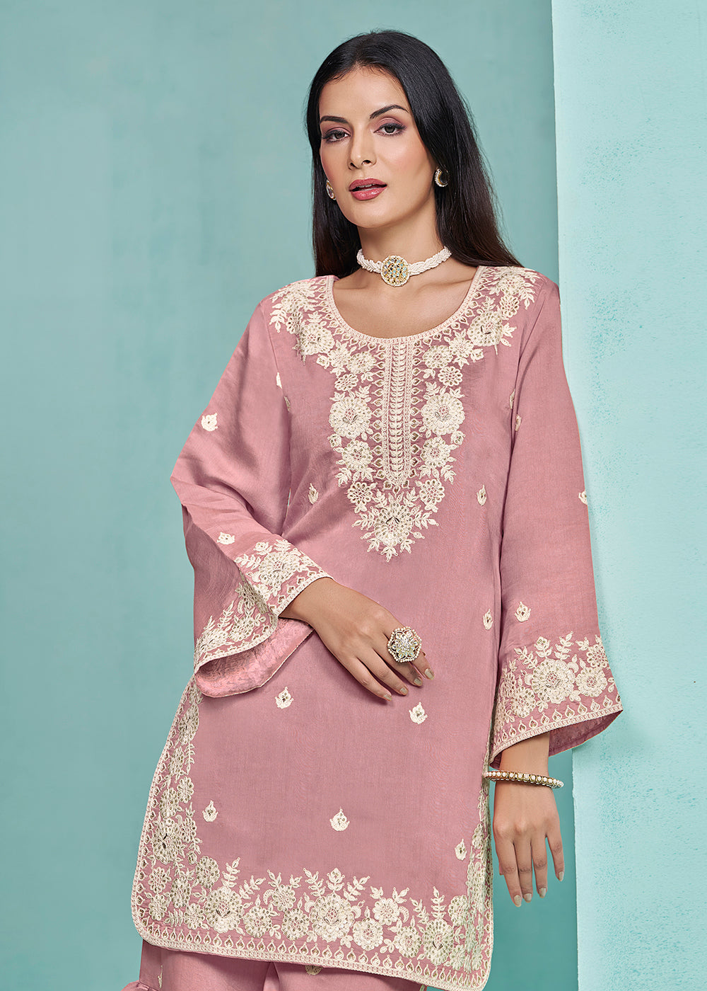 Shop Now Elegant Pink Designer Style Gharara Style Suit Online at Empress Clothing in USA, UK, Canada, Italy & Worldwide. 