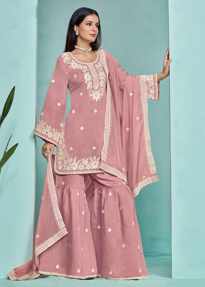 Shop Now Elegant Pink Designer Style Gharara Style Suit Online at Empress Clothing in USA, UK, Canada, Italy & Worldwide. 