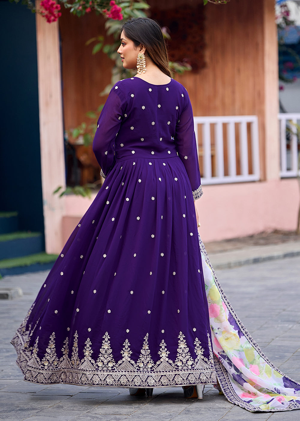 Buy Now Function Style Purple Faux Georgette Embroidered Anarkali Gown Online in US, UK, Canada, France, Italy, Sweden, Ireland, Denmark & Worldwide at Empress.