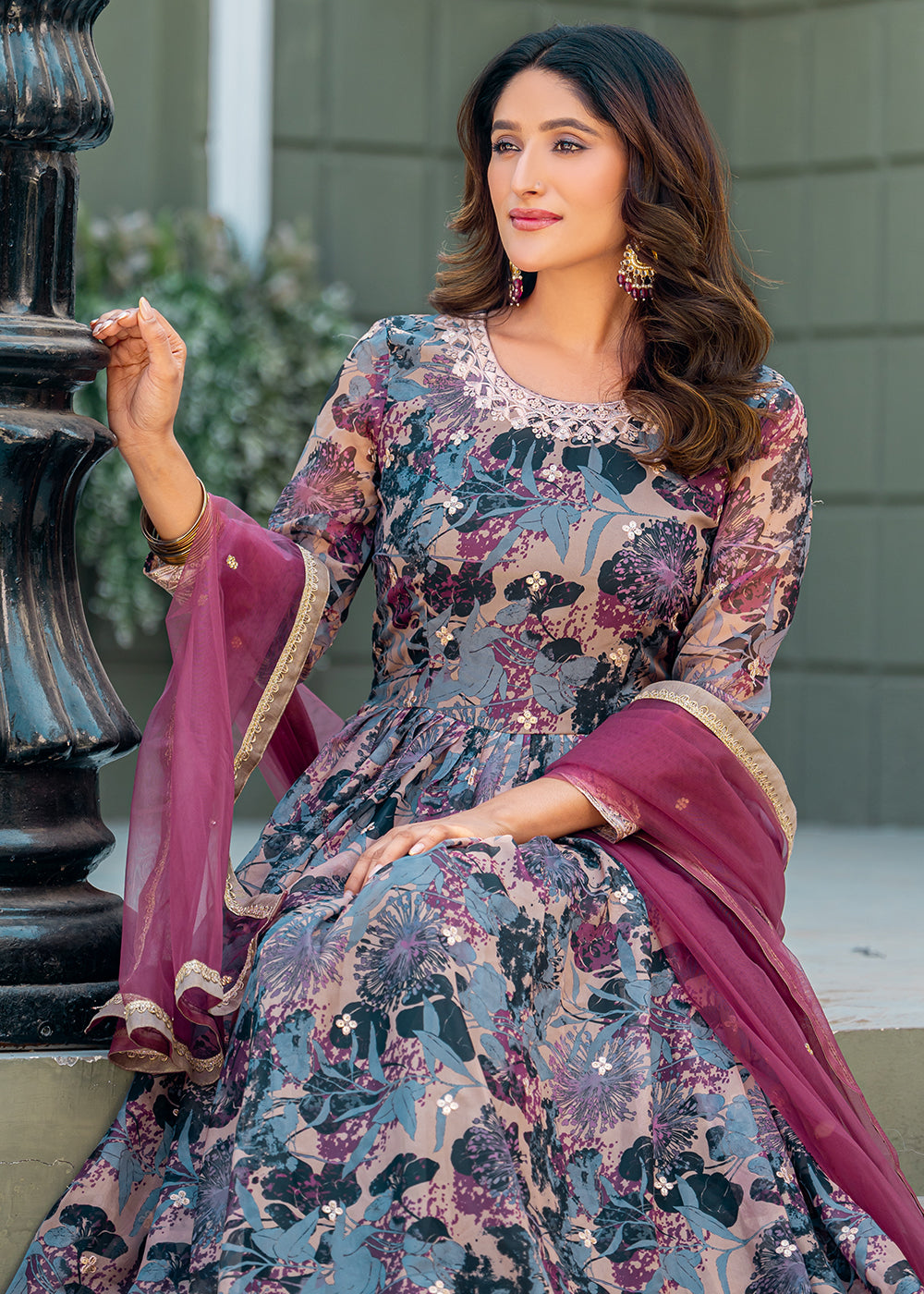 Buy Now Multicolor Taby Silk Embroidered Festive Anarkali Gown Online in US, UK, Canada, France, Italy, Singapore, UAE, Austria & Worldwide at Empress Clothing.