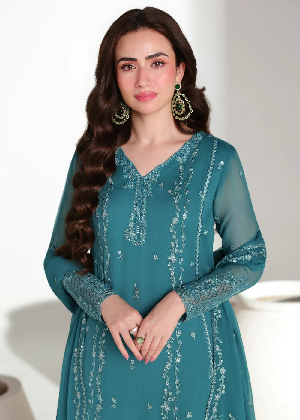 Buy Ensembles Embroidered Festive Chiffon &
