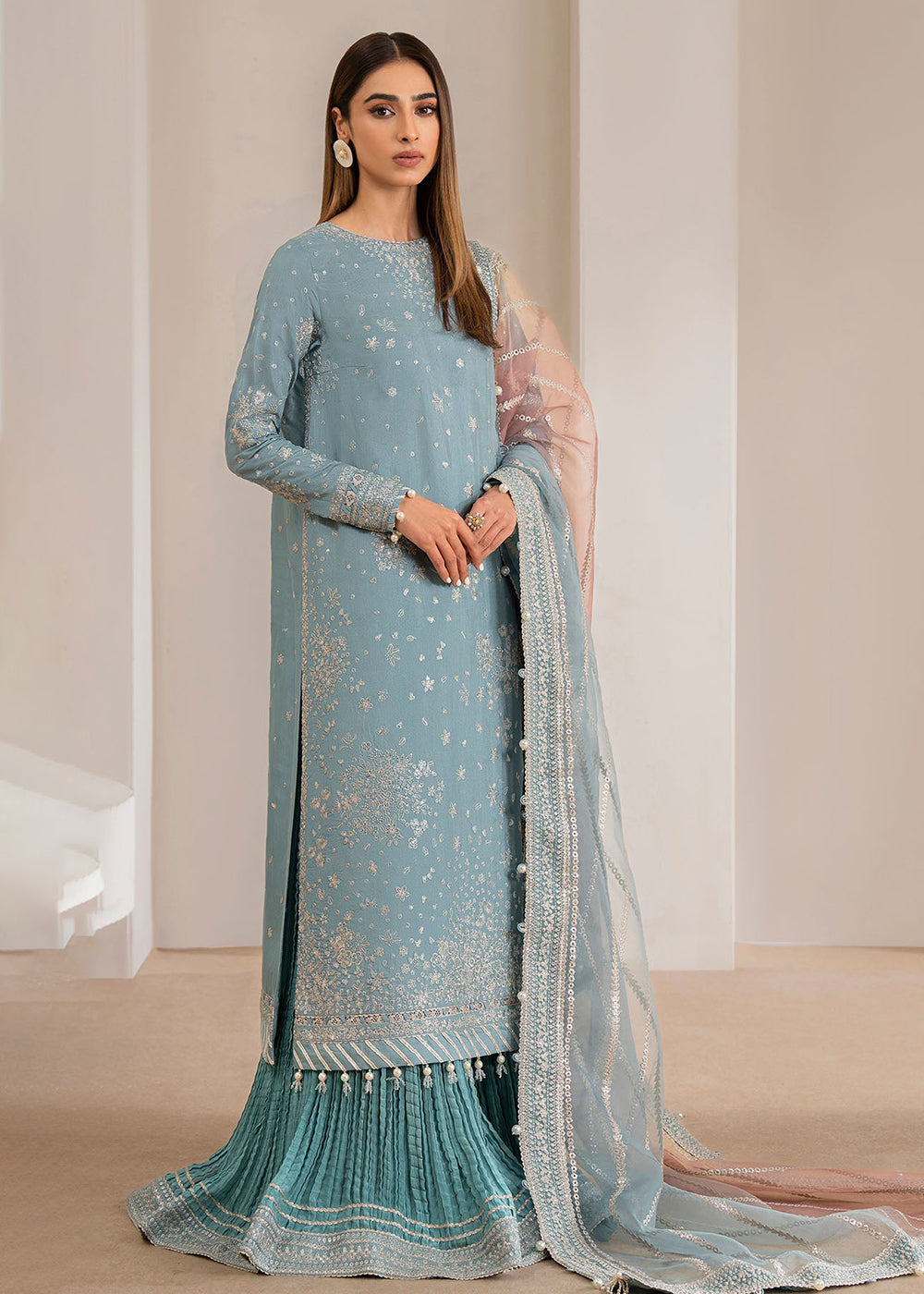 Buy Now Embroidered Raw Silk Wedding Formals '24 by Jazmin | UR-7013 Online at Empress Online in USA, UK, Canada & Worldwide at Empress Clothing. 
