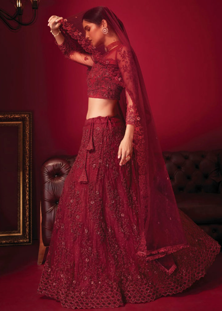 Buy Now Bridal Red Resham & Stone Embroidered Wedding Lehenga Choli Online in USA, UK, Canada & Worldwide at Empress Clothing. 