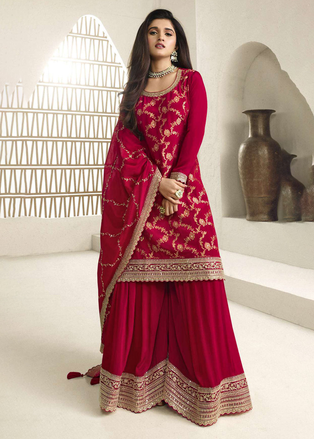 Red 2024 ethnic wear