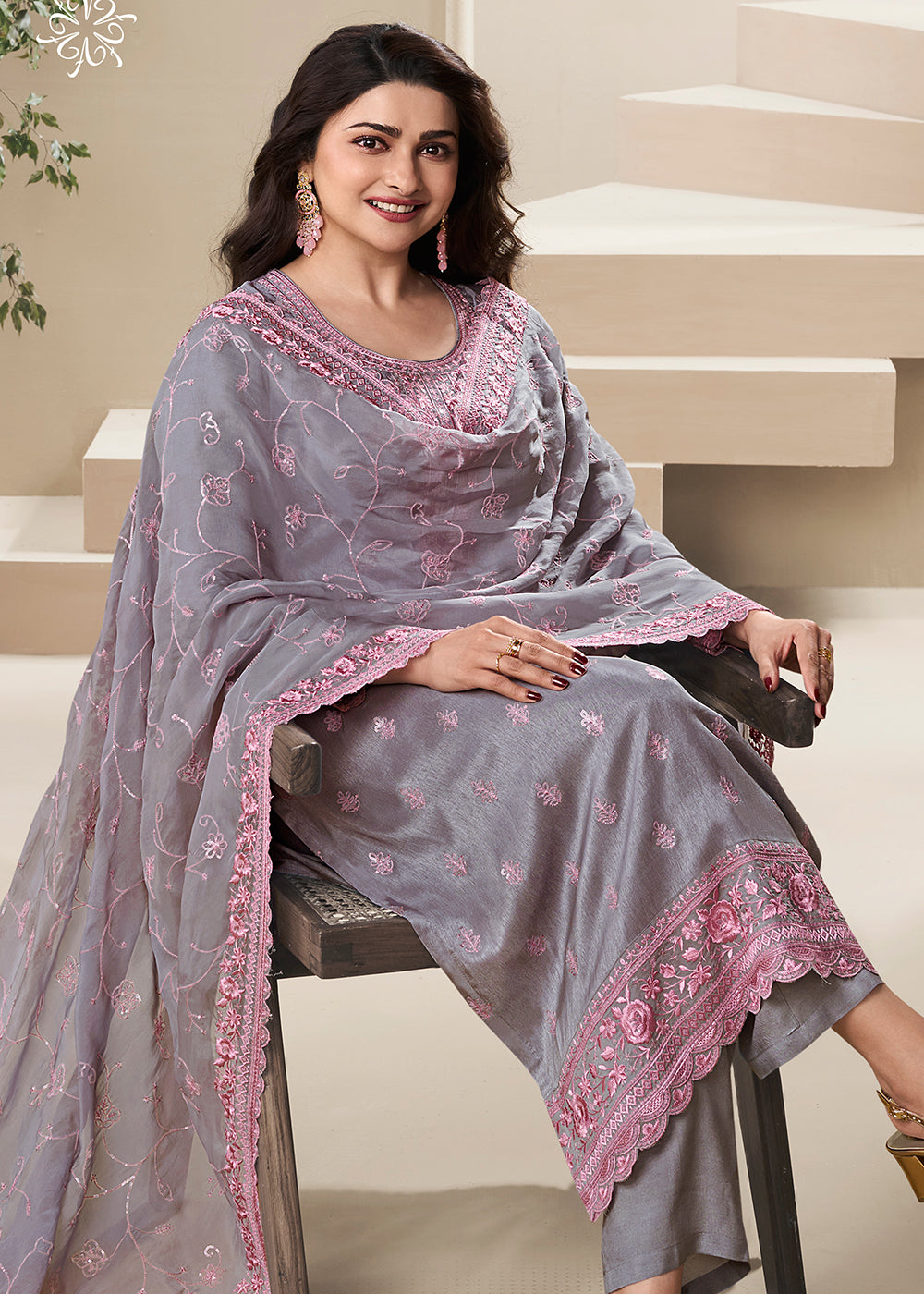 Buy Now Dola Silk Lilac Thread Embroidered Wedding Salwar Suit Online in USA, UK, Canada, Germany, Australia & Worldwide at Empress Clothing.