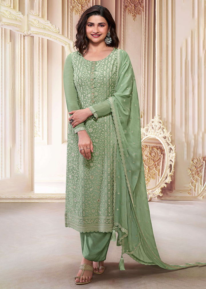 Buy Now Stunning Pista Green Embroidered Festive Salwar Suit Online in USA, UK, Canada, Germany, Australia & Worldwide at Empress Clothing.
