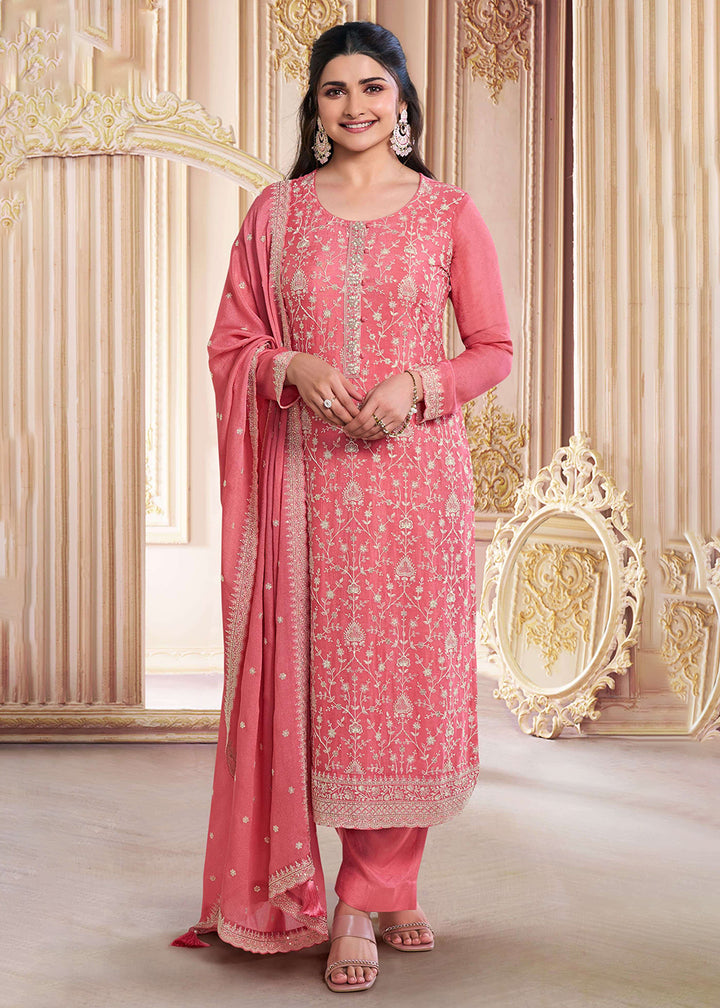 Buy Now Stunning Salmon Pink Embroidered Festive Salwar Suit Online in USA, UK, Canada, Germany, Australia & Worldwide at Empress Clothing