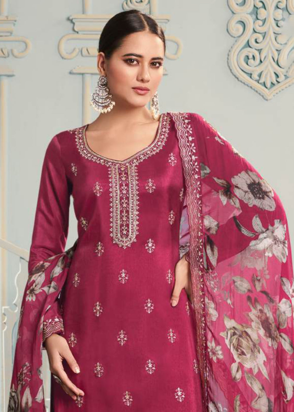 Buy Now Rani Pink Moonga Silk Embroidered Trendy Salwar Suit Online in USA, UK, Canada, Germany, Italy, France, Austria, UAE & Worldwide at Empress Clothing.
