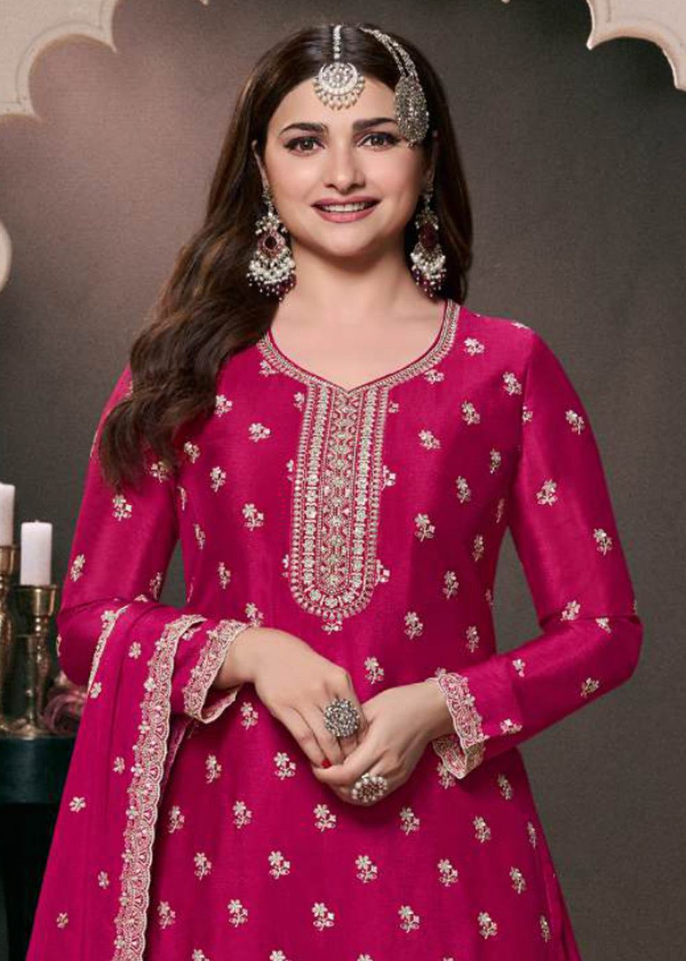 Shop Now Pink Designer Thread Embroidered Wedding Sharara Suit Online at Empress Clothing in USA, UK, Canada, Germany, Italy, UAE & Worldwide.