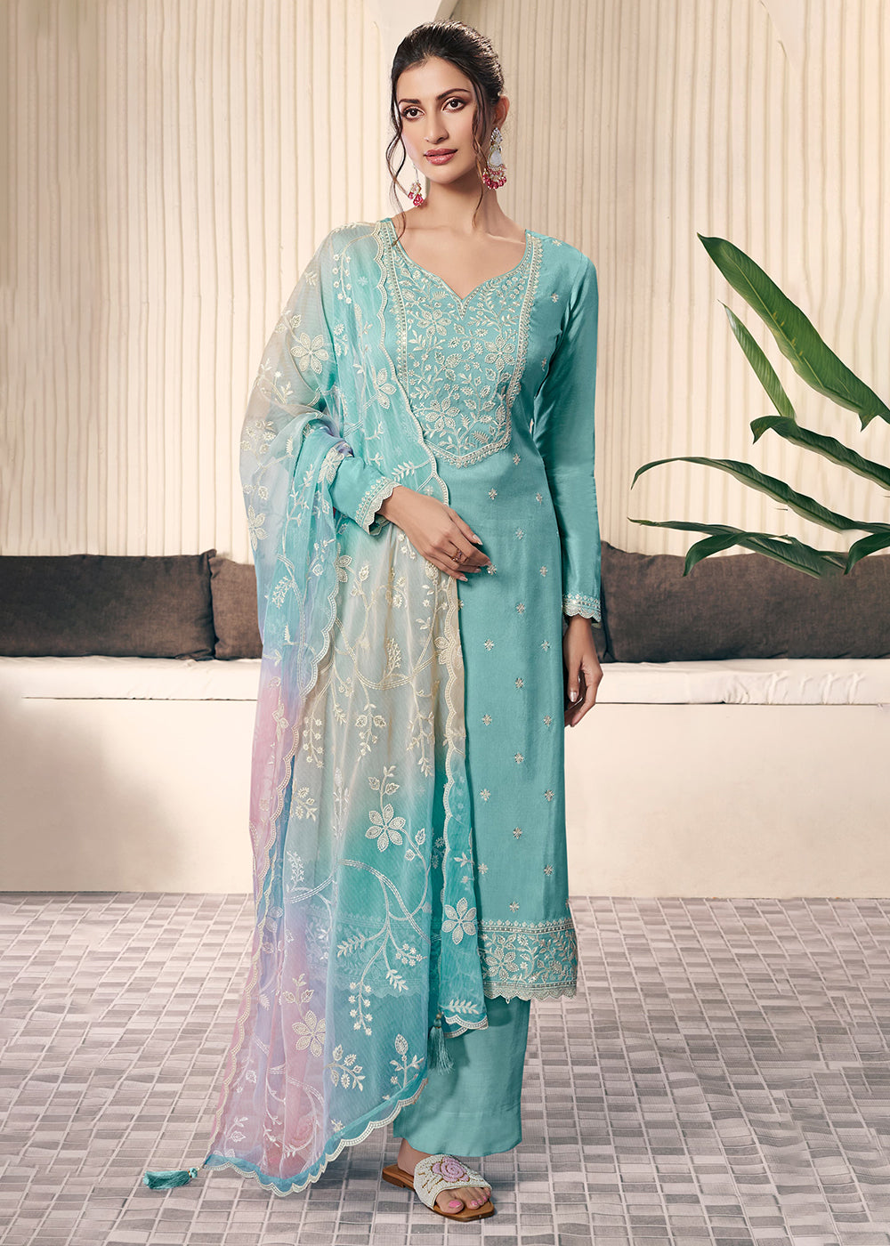 ice blue indian dress Styling Ice Blue for Brown Skin: Indian Wedding Fashion