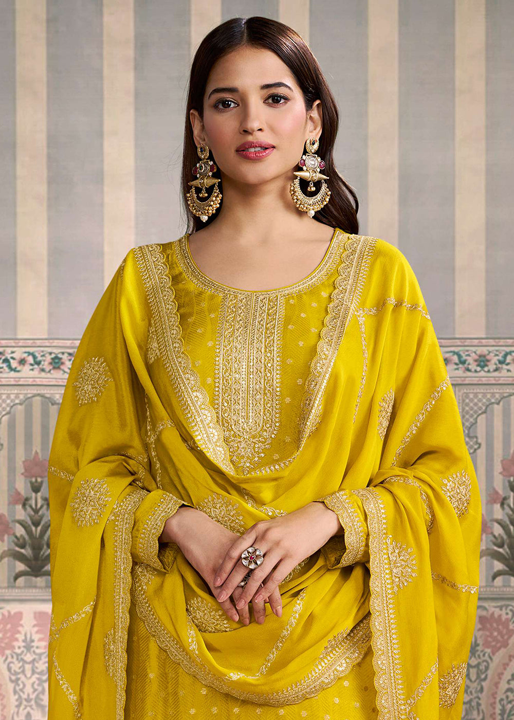 Buy Now Yellow Viscose Silk Embroidered Salwar Suit Online in US, UK, Canada, Germany, Italy, France, Austria, Australia, Denmark, UAE & Worldwide at Empress.