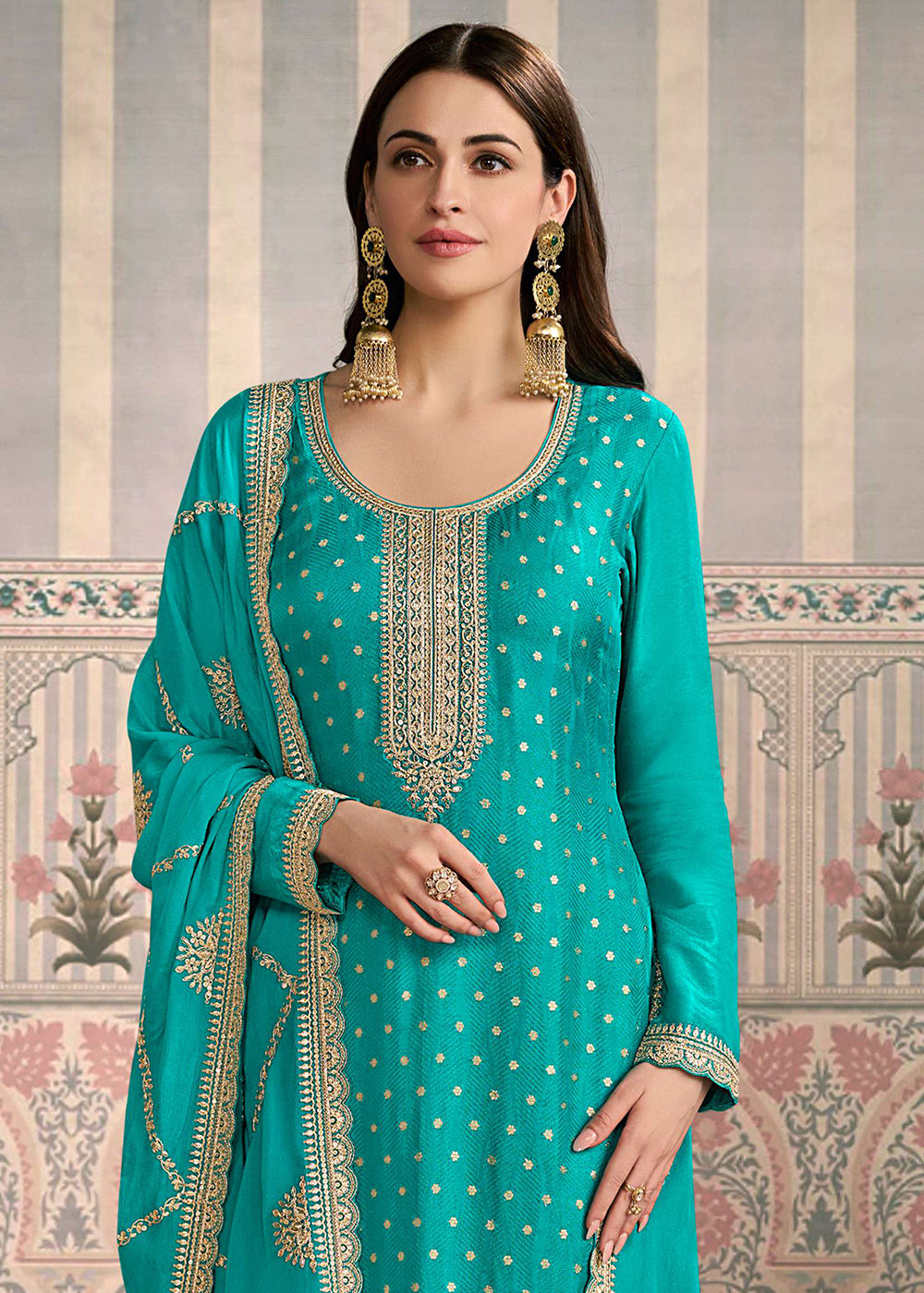 Buy Now Rama Blue Viscose Silk Embroidered Salwar Suit Online in US, UK, Canada, Germany, Italy, France, Austria, Australia, Denmark, UAE & Worldwide at Empress.