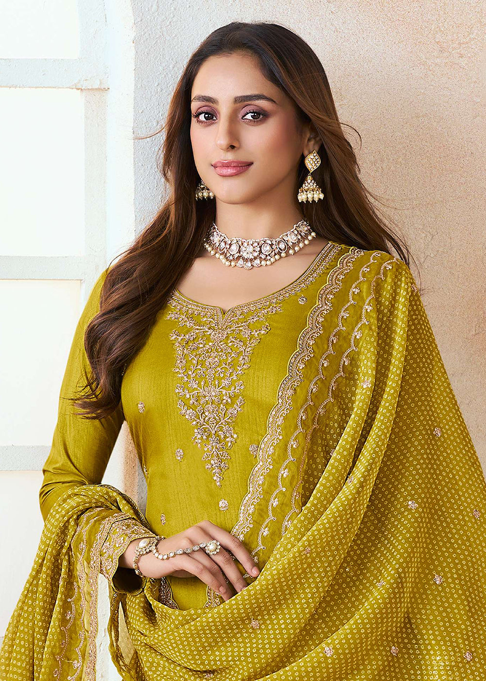 Buy Now Mustard Mooga Silk Ethnic Embroidered Sharara Suit Online in USA, UK, Canada, Germany, Italy, France, Austria, Denmark, UAE & Worldwide at Empress.