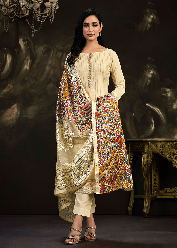Buy Now Fetching Cream Chinnon Embroidered Pant Style Salwar Suit Online in USA, UK, Canada, Germany, Australia & Worldwide at Empress Clothing. 
