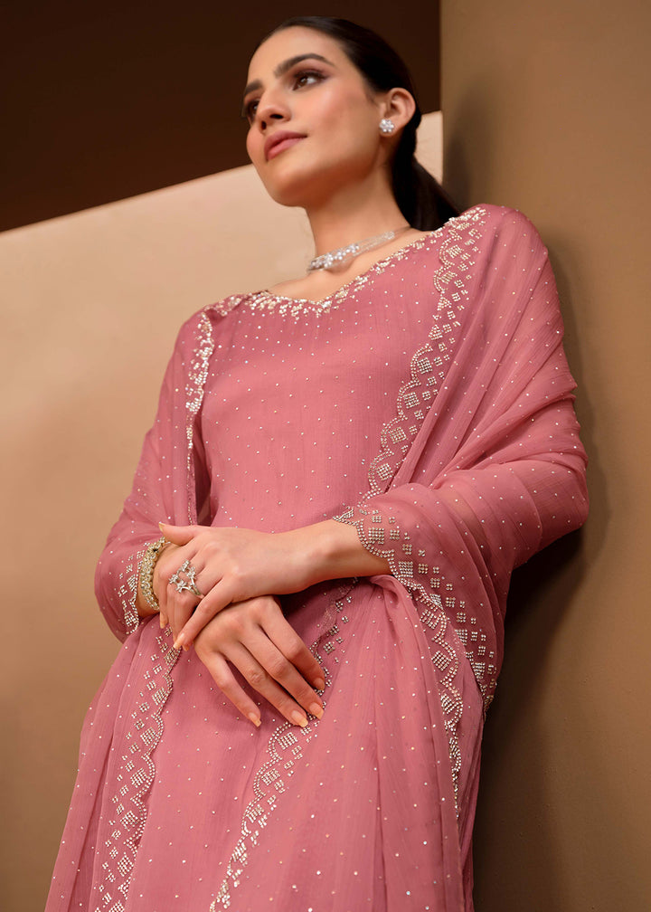 Buy Now Gorgeous Pink Swarovski Embellished Festive Salwar Suit Online in USA, UK, Canada, Germany, UAE & Worldwide at Empress Clothing. 